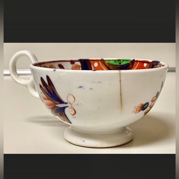 Early 1800s Gaudy Welsh Hexagon Variant Pattern Copper Lustre Pedestal Cup - Picture 8 of 10